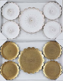 DKD Home Decor Set de 5 Piezas Decoración de Pared Moderna Blanco Dorado 2 x 35 x 35 cm