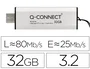 Q-connect Memoria USB Flash Drive 32 GB USB 3.2 Tipo C Conector Deslizante Plateado