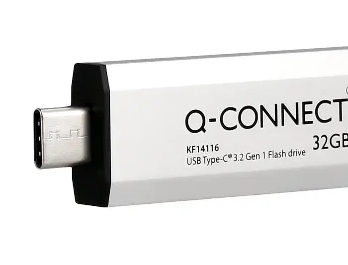 Q-connect Memoria USB Flash Drive 32 GB USB 3.2 Tipo C Conector Deslizante Plateado