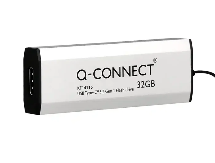 Q-connect Memoria USB Flash Drive 32 GB USB 3.2 Tipo C Conector Deslizante Plateado