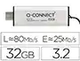 Q-connect Memoria USB Flash Drive 32 GB USB 3.2 Tipo C Conector Deslizante Plateado