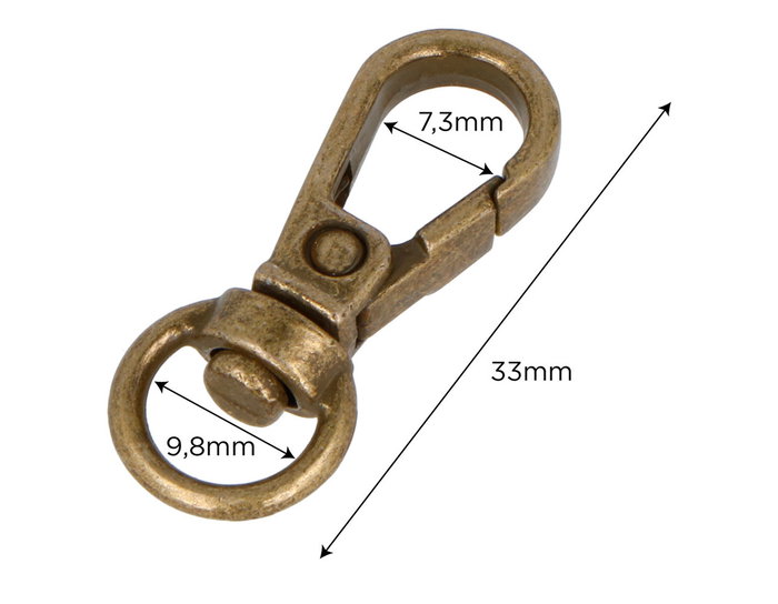Innspiro Mosquetón Anilla Redonda Zamak Oro Viejo 9,8 mm (5 unidades)