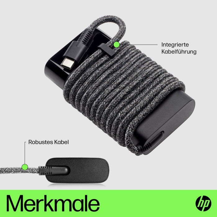 HP Cargador USB-C 65W para portátil, Negro