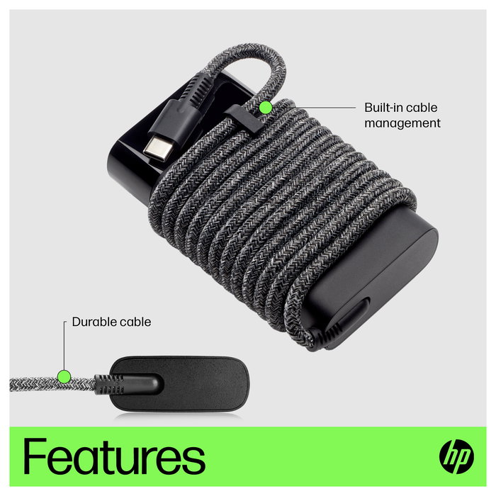 HP Cargador USB-C 65W para portátil, Negro
