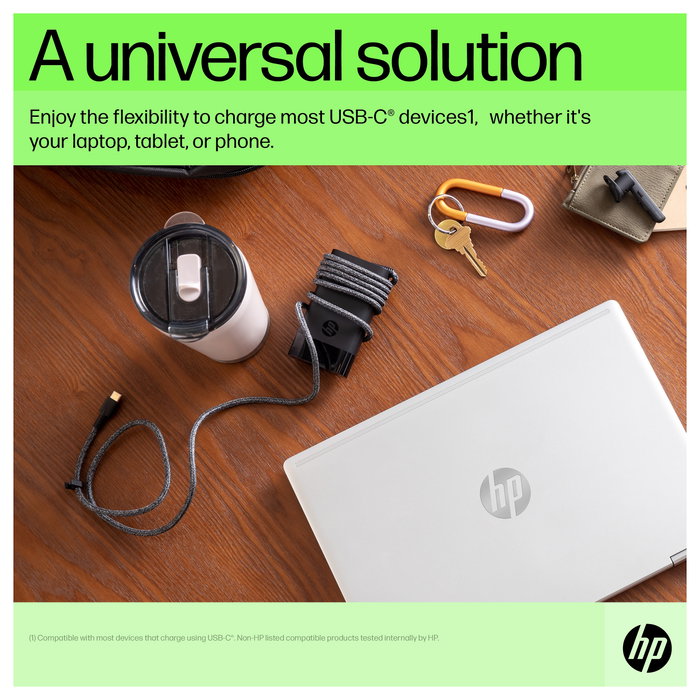 HP Cargador USB-C 65W para portátil, Negro