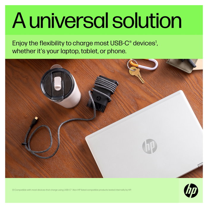 HP Cargador USB-C 65W para portátil, Negro