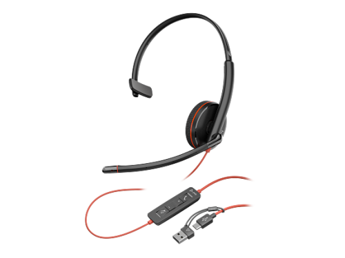 HP Poly Blackwire 3215 Monoaural USB-C, 3,5 mm y Adaptador USB-C/A, Negro HP Poly Blackwire 3215 Monoaural USB-C, 3,5 mm y Adaptador USB-C/A, Negro