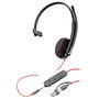 Poly Blackwire 3215 Auriculares monoaurales USB-C/A y 3,5 mm, Negro