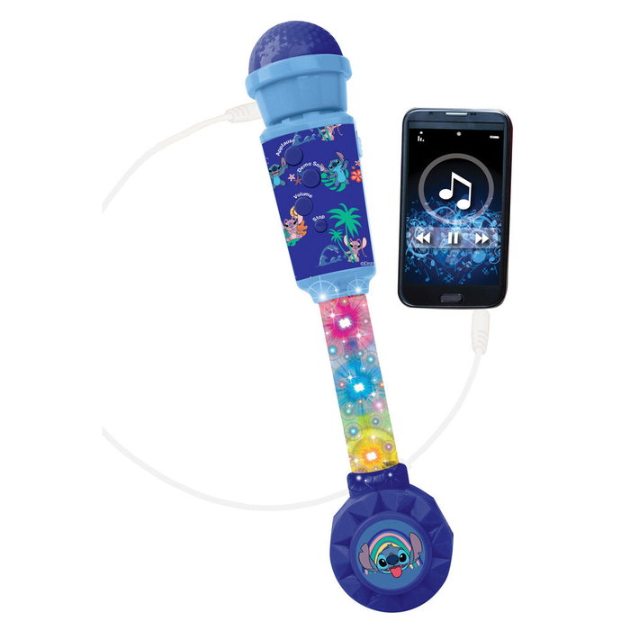 Lexibook Microfono Luminoso Stitch Disney con Altavoz Integrado, Efectos Luminosos y Melodias