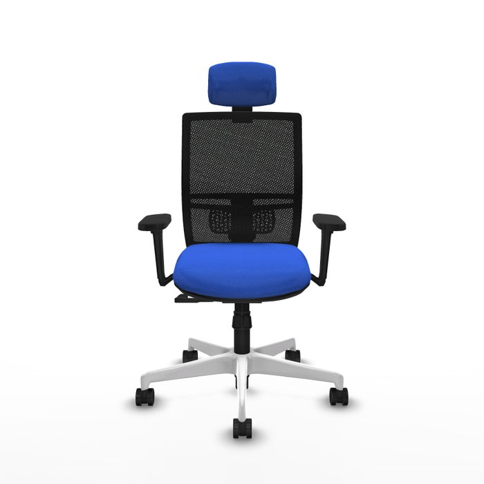 PIQUERAS Y CRESPO Silla de oficina Yunquera con mecanismo Sincro, Tela Azul y Malla Negra