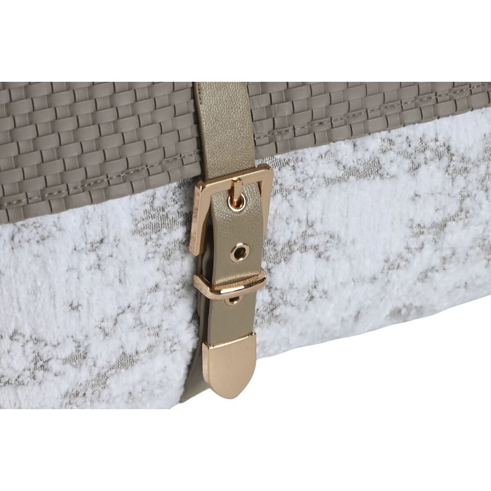 DKD Home Decor Cojín Jacquard PU Beige con Hebilla