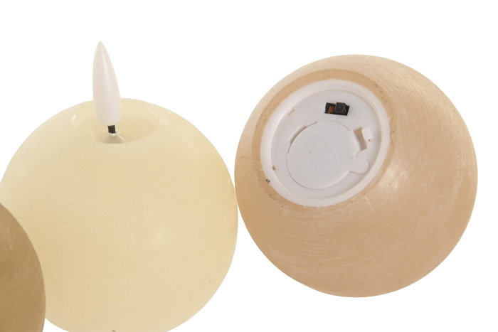 DKD Home Decor Vela Led Basicos Verde Beige 7 x 9 x 7 cm (6 Unidades)