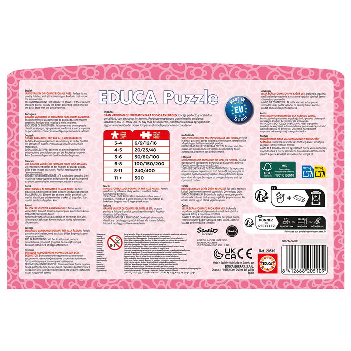 Educa 20510 - Maleta con 2 Puzzles Hello Kitty de 48 Piezas Cada Uno, Tamaño 28x20 cm, Español, +3 años