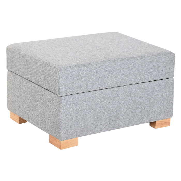DKD Home Decor Reposapiés de Poliéster Gris Claro con Almacenaje Interior DKD Home Decor Reposapiés de Poliéster Gris Claro con Almacenaje Interior