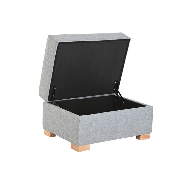 DKD Home Decor Reposapiés de Poliéster Gris Claro con Almacenaje Interior DKD Home Decor Reposapiés de Poliéster Gris Claro con Almacenaje Interior