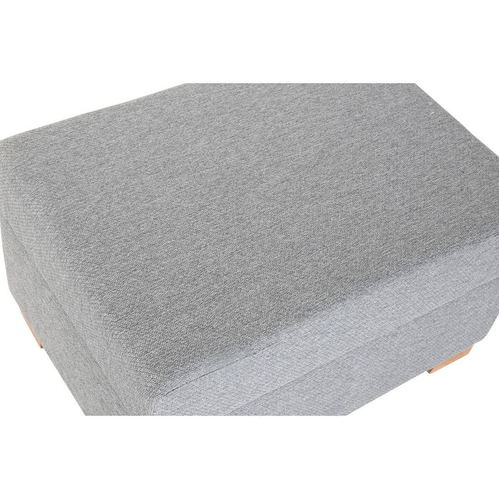 DKD Home Decor Reposapiés de Poliéster Gris Claro con Almacenaje Interior DKD Home Decor Reposapiés de Poliéster Gris Claro con Almacenaje Interior