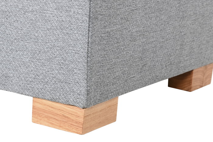 DKD Home Decor Reposapiés Gris Claro 50 x 40 x 70 cm Poliester y Madera con Almacenaje Interior