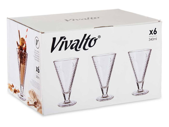 Vivalto Copa Helado Vidrio Alta 340 ml, 10.5x16.5x10.5 cm (24 Unidades)