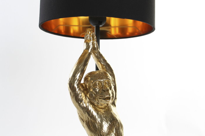 DKD Home Decor Lámpara de Sobremesa Mono Yoga Dorado y Negro