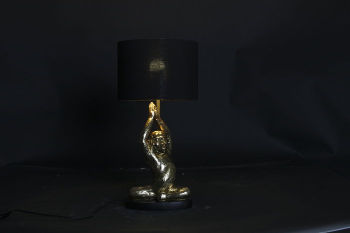 DKD Home Decor Lámpara de Sobremesa Mono Yoga Dorado y Negro