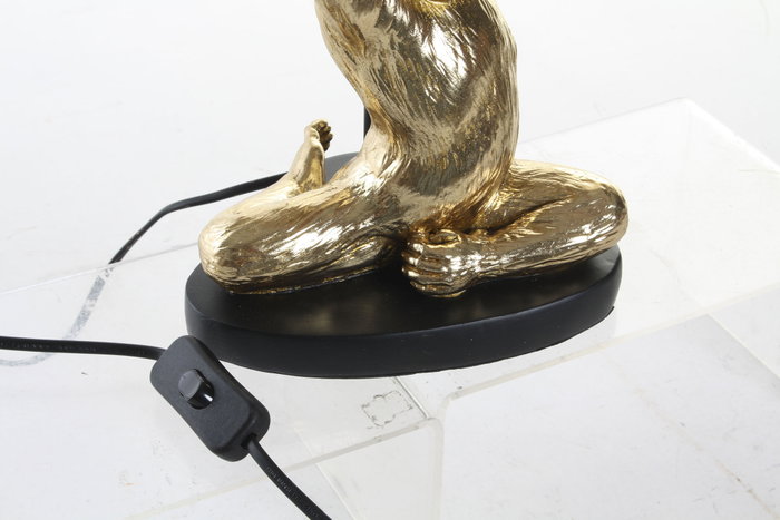 DKD Home Decor Lámpara de Sobremesa Mono Yoga Dorado y Negro