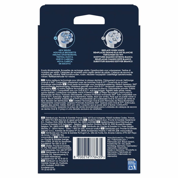 Oral-B Recambios iO Ultimate Clean Pack de 8 - Blanco