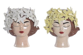 DKD Home Decor Macetero de Gres Chica Mariposa Surtido 2