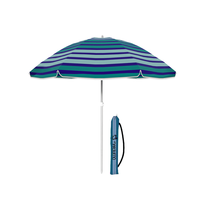 Sombrilla Nylon Acero Con Funda Rayas Azul, Rosa y Verde 140 cm Jardin, Playa MARBUENO SUMMER 10092R2 Sombrilla Nylon Acero Con Funda Rayas Azul, Rosa y Verde 140 cm Jardin, Playa MARBUENO SUMMER 10092R2