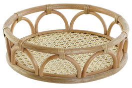 DKD Home Decor Bandeja Decorativa Balines Natural Ratán 33 x 9 x 33 cm (2 Unidades)