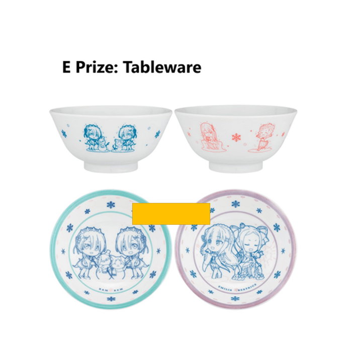 Ichiban Kuji Lotería Re Zero Girls Figura Echidna, Figura Rem, Figura Beatrice, Bandera, Pack Taza y Bol, Figuras Acrílicas, Figuras Chocokko