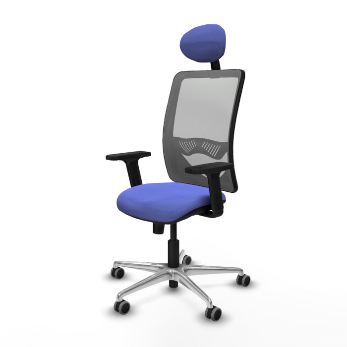 PIQUERAS Y CRESPO Silla de oficina Zulema con mecanismo Sincro, Azul claro y Gris