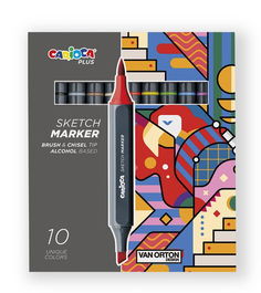Rotulador Fibra Carioca Plus Sketch Marker Doble Punta Caja De 10 Colores Surtidos