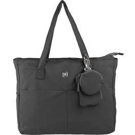 Oxford Tote Bag Endless Negro, Bolsa de Ordenador con Compartimentos, Neceser, Tarjetero, Monedero, Protector Base, Gancho Accesorios