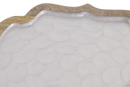 DKD Home Decor Bandeja de Mango Lacado Blanco 25x25x1,5 cm