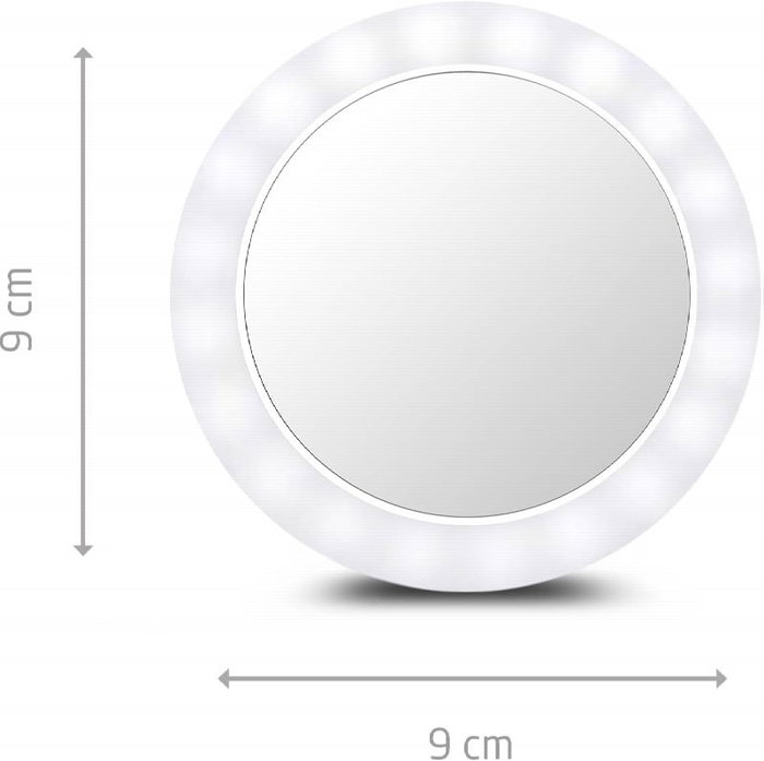 MEDISANA ESPEJO CON LUZ PARA CREACION DE CONTENIDO, 3 AUMENTOS, PORTATIL, COMPATIBLE CON MOVILES