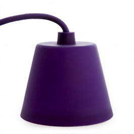 Portalámparas E27 Morado con Cable de Tela y Rosetón PVC - Lámpara Colgante Minimalista