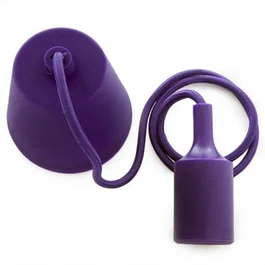 Portalámparas E27 Morado con Cordón, Rosetón y Portalámparas de PVC para Ambiente Moderno