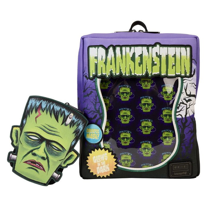 Loungefly Mochila Frankenstein Neon Mask Universal Monster 28cm Loungefly Mochila Frankenstein Neon Mask Universal Monster 28cm