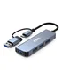 Urban Factory MHC35UF Base para Portátil y Hub USB 3.2 Gen 1 con 4 Puertos Type-A, Aluminio Gris, Cable 0.15m