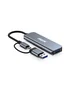 Urban Factory MHC35UF Base para Portátil y Hub USB 3.2 Gen 1 con 4 Puertos Type-A, Aluminio Gris, Cable 0.15m