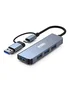 Urban Factory MHC35UF Base para Portátil y Hub USB 3.2 Gen 1 con 4 Puertos Type-A, Aluminio Gris, Cable 0.15m