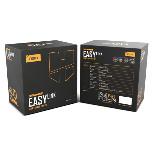 Nox NXHUMMEREASYLINKWH Pack 3 Ventiladores Hummer Easy Link ARGB 120mm PWM Silenciosos Conexión sin Cables Blanco
