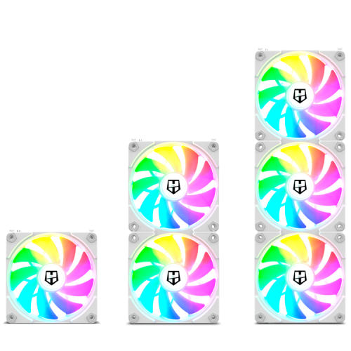 Nox NXHUMMEREASYLINKWH Pack 3 Ventiladores Hummer Easy Link ARGB 120mm PWM Silenciosos Conexión sin Cables Blanco
