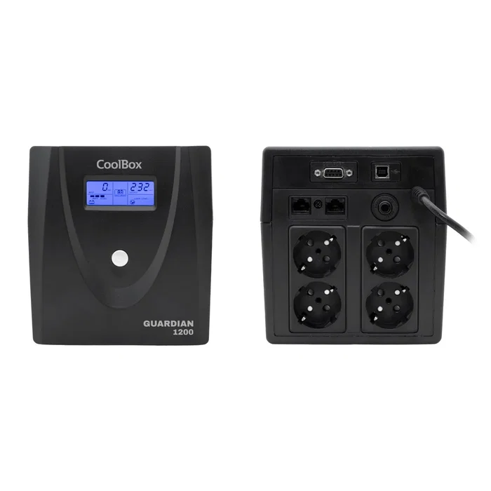 CoolBox Guardian 3 LCD UPS SAI Alimentación Ininterrumpida 1200VA/720W Línea Interactiva 1.2 kVA con 4 Salidas AC y Pantalla LCD - Negro