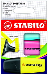 STABILO Boss Mini Estuche de 3 Marcadores Fluorescentes