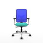 PIQUERAS Y CRESPO Silla de oficina Motilla con mecanismo Sincro/Traslack, Turquesa y Azul