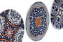 DKD Home Decor Salvamantel Árabe Azul Blanco Dolomita Corcho 20 x 20 x 0.7 cm (12 Unidades)