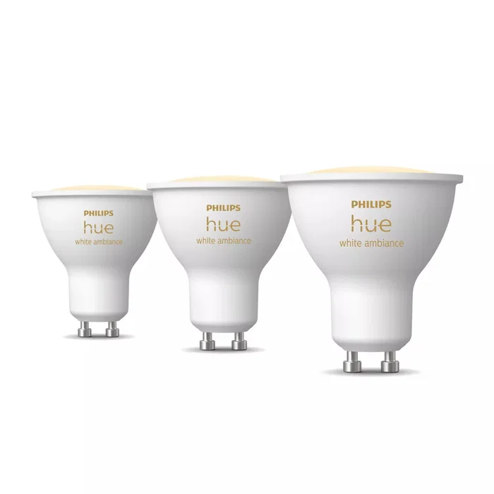 Philips Hue White Ambience 8720169230095 Pack 3 Bombillas LED Inteligentes GU10 4.2W 400 Lúmenes Bluetooth/Zigbee Regulable