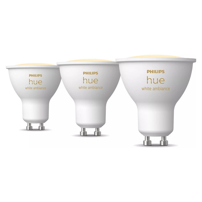 Philips GU10 Dreierpack 3x350lm Bombilla Inteligente Blanca Ambiance Regulable Paquete de 3 Philips GU10 Dreierpack 3x350lm Bombilla Inteligente Blanca Ambiance Regulable Paquete de 3