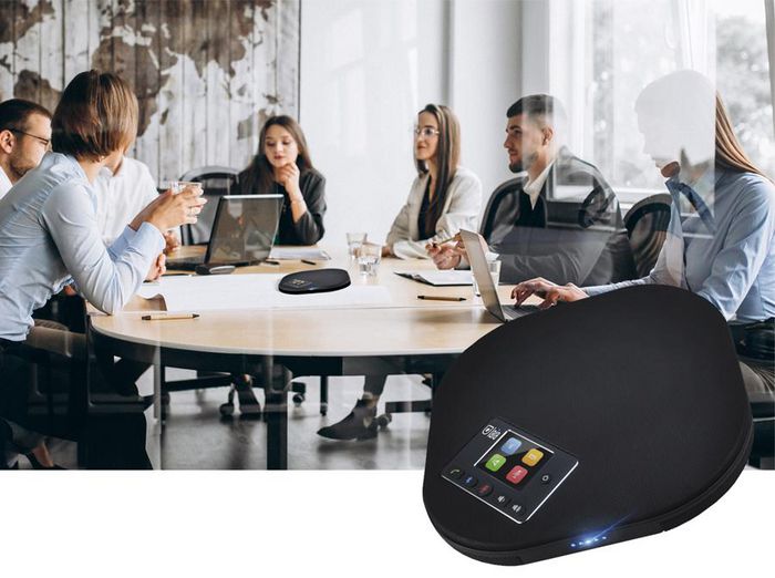 Laia t-Pod Micrófono y Altavoz de Conferencia USB y Bluetooth con Pantalla Táctil y 12 Micros Digitales Beamforming Negro